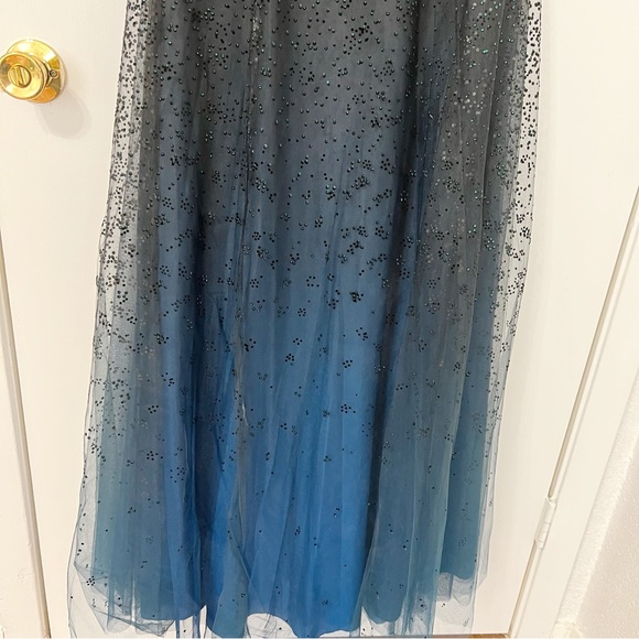 Marchesa Notte Ombré Glitter Tulle Off Shoulder Gown - Picture 5 of 11